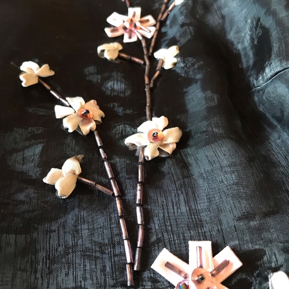 InWear Dressy Black Sleeveless Top with Embossed Flower Beading, Size 4 - Picture 11 of 14